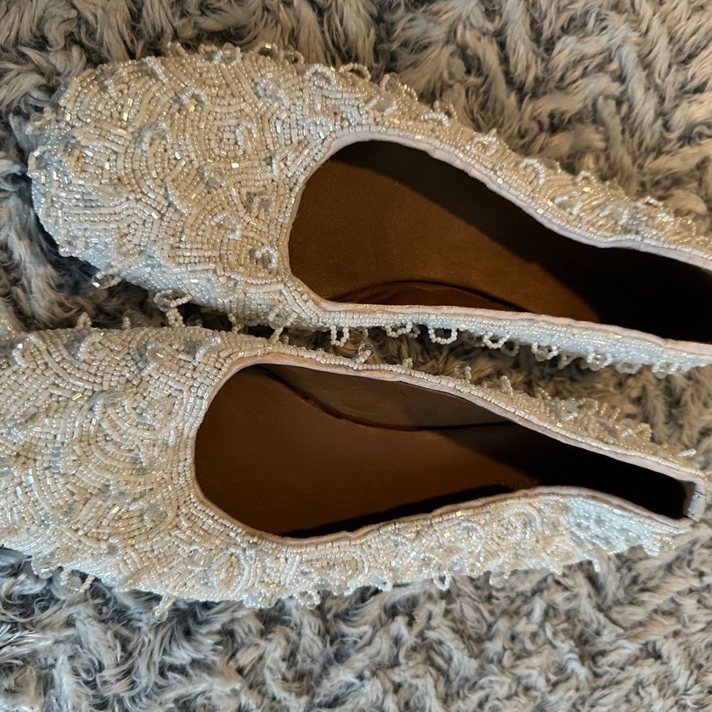 Free People Ivory Beaded Flats